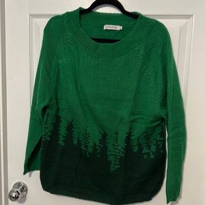 Misslook green sweater with black tree umbra at bottom
